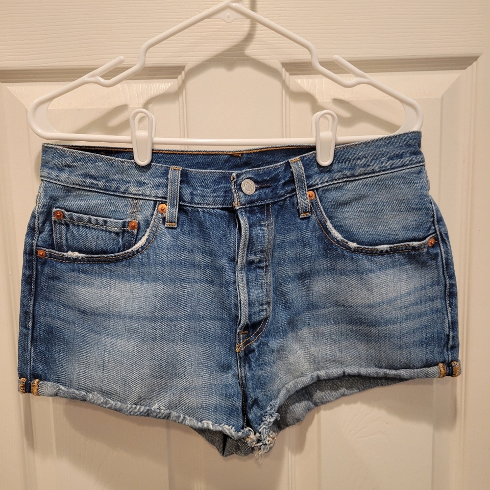 Levi's 501 Buttonfly Light Blue Jean Shorts